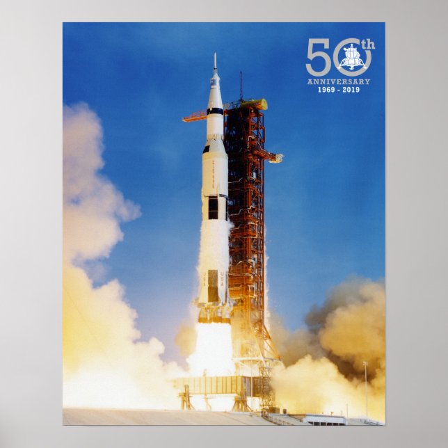 Poster 50e anniversaire Apollo 11 Lune Landing, Saturn V  (Devant)