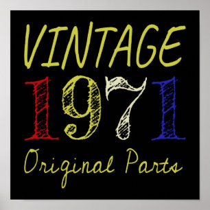 Poster 50e anniversaire Cadeau Vintage Retro 1971
