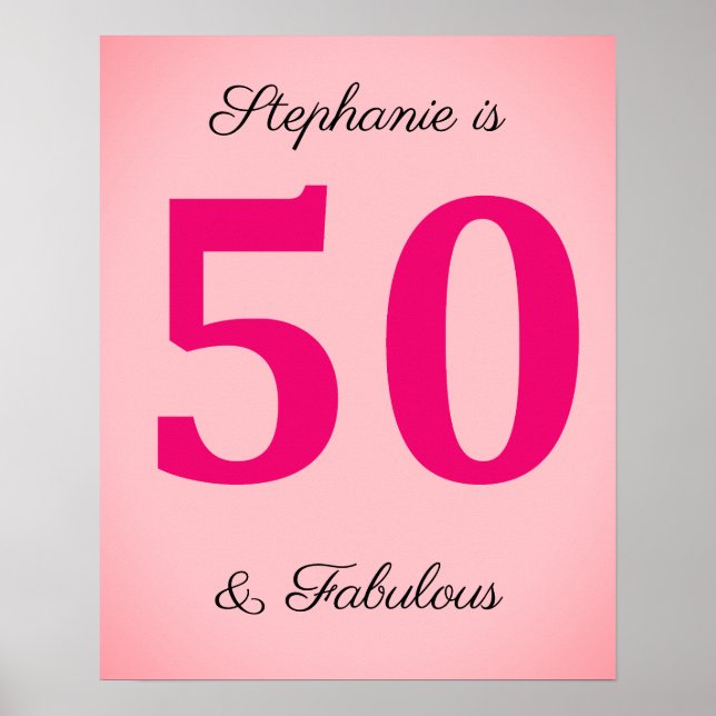 Poster 50e Anniversaire Cinquante Et Fabuleux Nom Pink Cl (Devant)