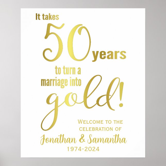 Poster 50e anniversaire du Mariage Bienvenue à la fête (Devant)
