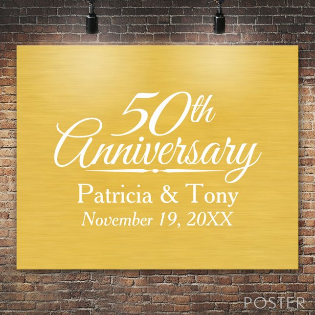 Poster 50e anniversaire du Mariage Golden personnalisé (Anniversary Poster)