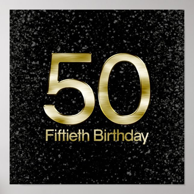 Poster 50e anniversaire, Elegant Black Gold Glam (Devant)
