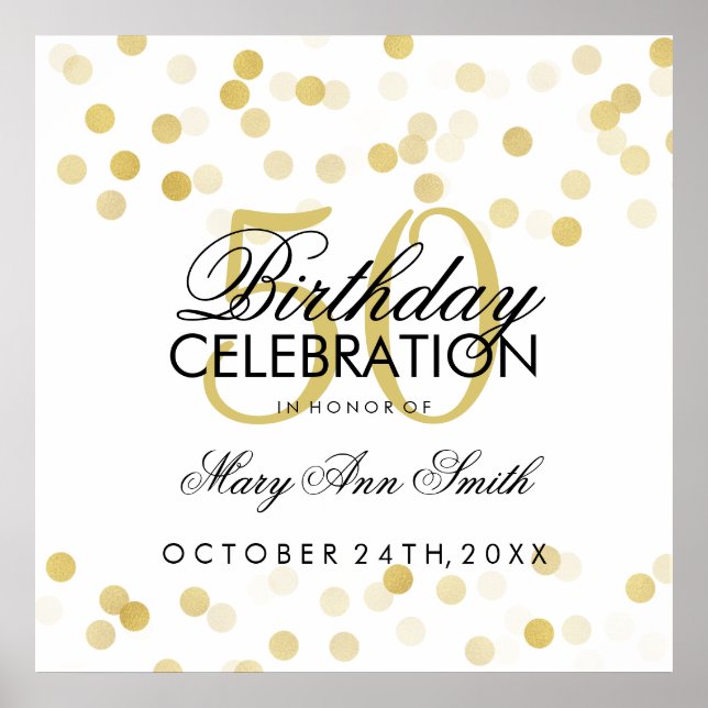 Poster 50e anniversaire Faux Gold Foil Parties scintillan (Devant)