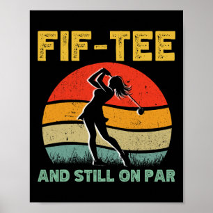 Poster 50e Anniversaire Golf Femme Design Retro 50 An Ol