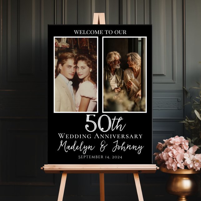 Poster 50e anniversaire mariage photo collage bienvenue (Créateur téléchargé)
