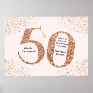 Poster 50e anniversaire Moderne minimaliste Parties scint
