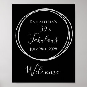 Poster 50e anniversaire Noir Argent Anniversaire Symbole