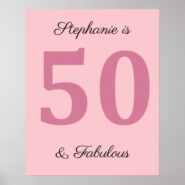 Poster 50e Anniversaire Nom Rose Cinquante Et Fabulous Cl (Devant)