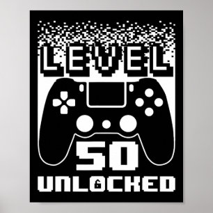 Poster 50e Anniversaire Pour Homme Niveau 50 Jeu Déverrou