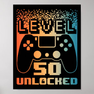 Poster 50e Anniversaire Pour Homme Niveau 50 Jeu Déverrou