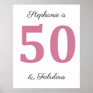 Poster 50e Anniversaire Rose Cinquante Et Fabuleux Nom Pe