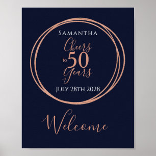 Poster 50e fête d'anniversaire salue 50 ans Marine Rose G