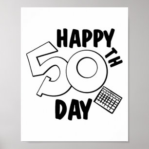 Poster 50e jour d'école pour enseignant ou élève enfant