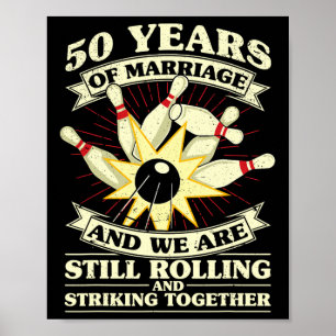 Poster 50e Mariage Anniversaire Bowling marié épouse Husb