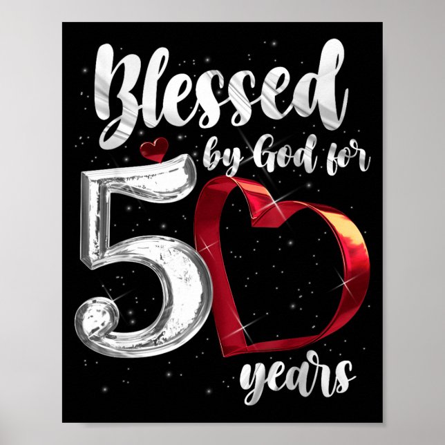 Poster 50th Birthday Blessed By God For 50 Years Birthday (Devant)