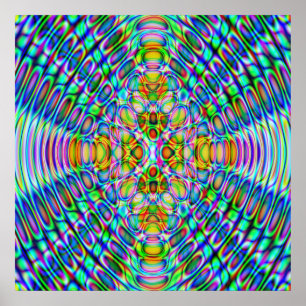 Poster 52x52 or Smaller Poster, Psychedelic Blue Gold