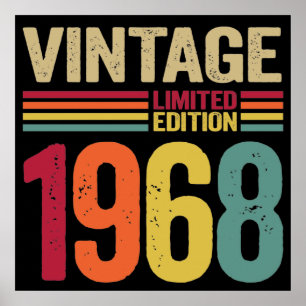 Poster 54 Years Old Gifts Vintage 1968 54th Birthday gift