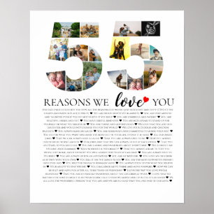 Poster 55 raisons pour lesquelles nous vous aimons, colla