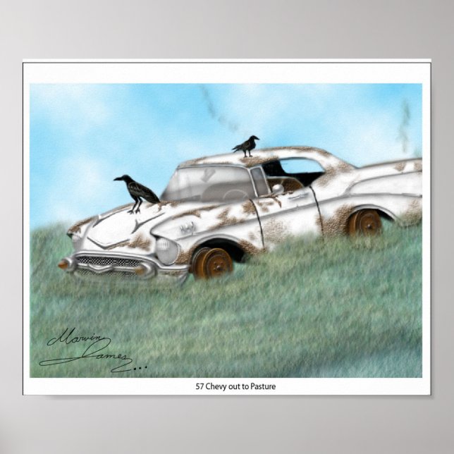 Poster 57 Chevy dehors au pâturage. (Devant)