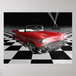 Poster '57 Chevy sur Checkerboard