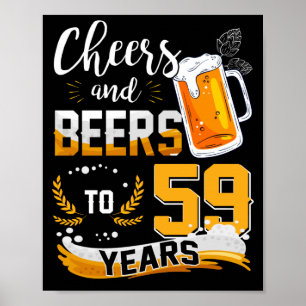 Poster 59ème Anniversaire Fête Salue Et Bières À 59 Ans