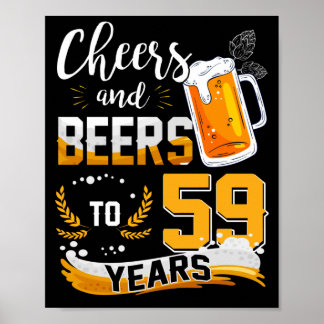 Poster 59ème Anniversaire Fête Salue Et Bières À 59 Ans