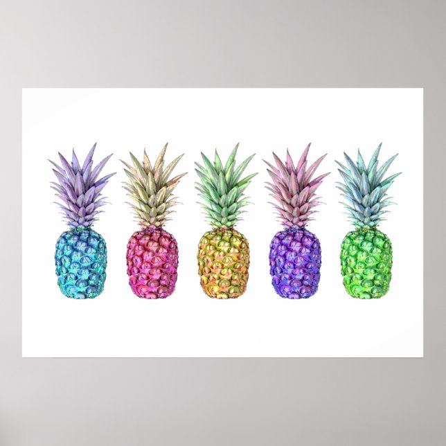 Poster 5 ananas Pop Art Imprimer (Devant)