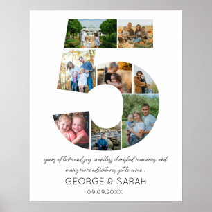 Poster 5 ans Ensemble Photo Collage Anniversaire Mariage