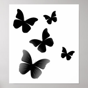 Poster 5 papillons noirs