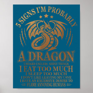 Poster 5 signes que je suis probablement un dragon Citati