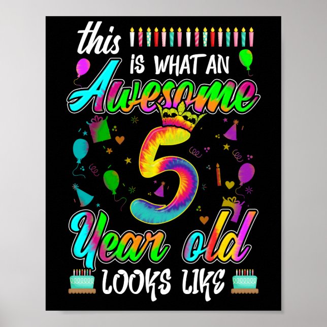 Poster 5e anniversaire Awesome 5 ans il ressemble (Devant)