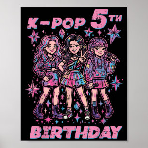 Poster 5e anniversaire enfants filles garçons 5 ans - Req