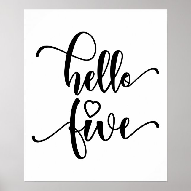 Poster 5e anniversaire Filles Bonjour Cinq mignonnes Enfa (Devant)