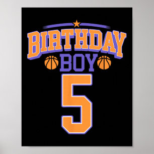 Poster 5e anniversaire garçon de basket-ball Lover 5 ans 