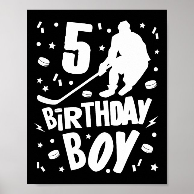 Poster 5e anniversaire Garçon Hockey sur glace Enfants 5  (Devant)