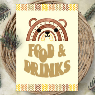 Poster 5x7 Aliments et boissons Boho Woodland Bear Annive