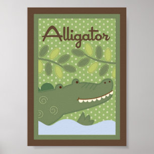Poster 5x7 "Alligato" Jungle Safari bébé lit mur art