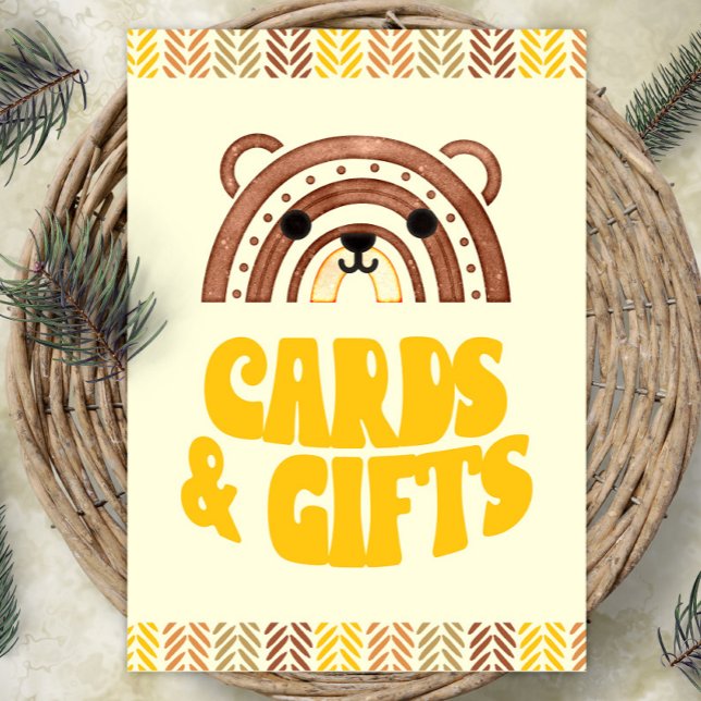 Poster 5x7 Cartes et cadeaux Ours Boho Woodland Anniversa (Créateur téléchargé)