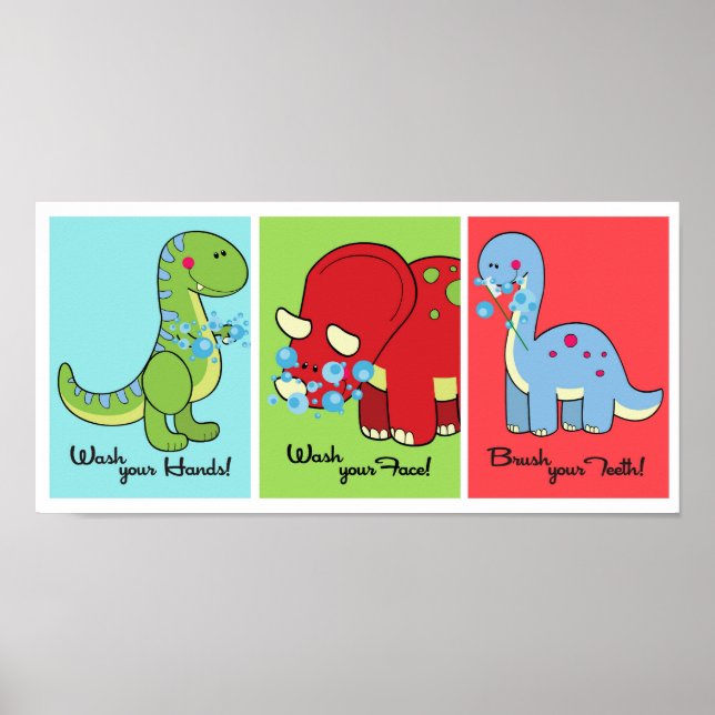 Poster 5x7 Dinosaur Dino World Bathroom (Devant)