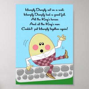 Poster 5x7 Humpty Dumpty Rhyme Kids Room Wall Art