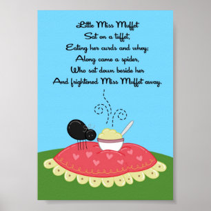 Poster 5x7 Little Miss Muffet Rhyme Kids Room Wall Art
