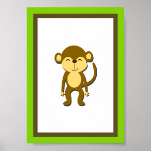 Poster 5X7 Monkey Jungle Animal Wall Art