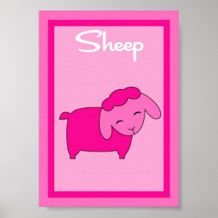 Poster 5X7 Moutons Grange Jardin Filles Mur Art