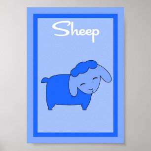 Poster 5X7 Moutons Grange Jardin Garçons Mur Art