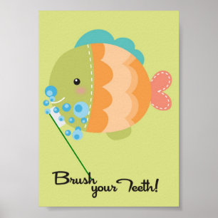 Poster 5x7 Poisson Océan Broncent Vos Dents Salle De Bain
