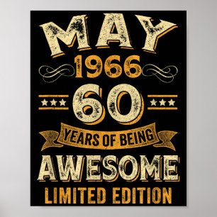 Poster 60 ans magnifique vintage mai 1966 60e anniversair