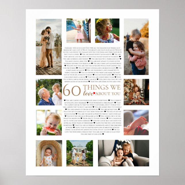 Poster 60 choses que nous aimons à propos de vous photo a (Devant)