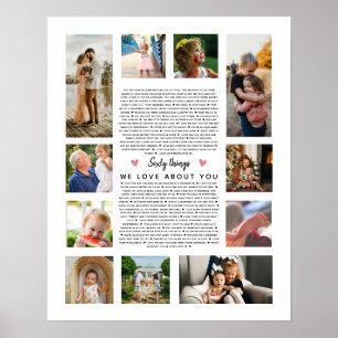 Poster 60 choses que nous aimons de vous cadeau photo d'a