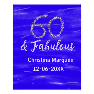 Poster 60 & fabuleux anniversaire bleu argent ajouter nom
