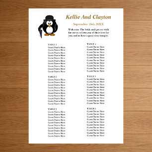 Poster 60 Funny Penguin Greeter Wedding Seating Chart